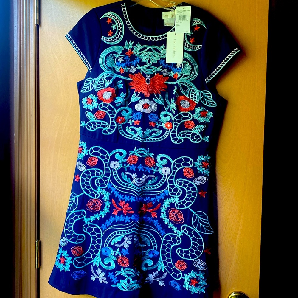 Foxie Doc Embroidered Dress NWT